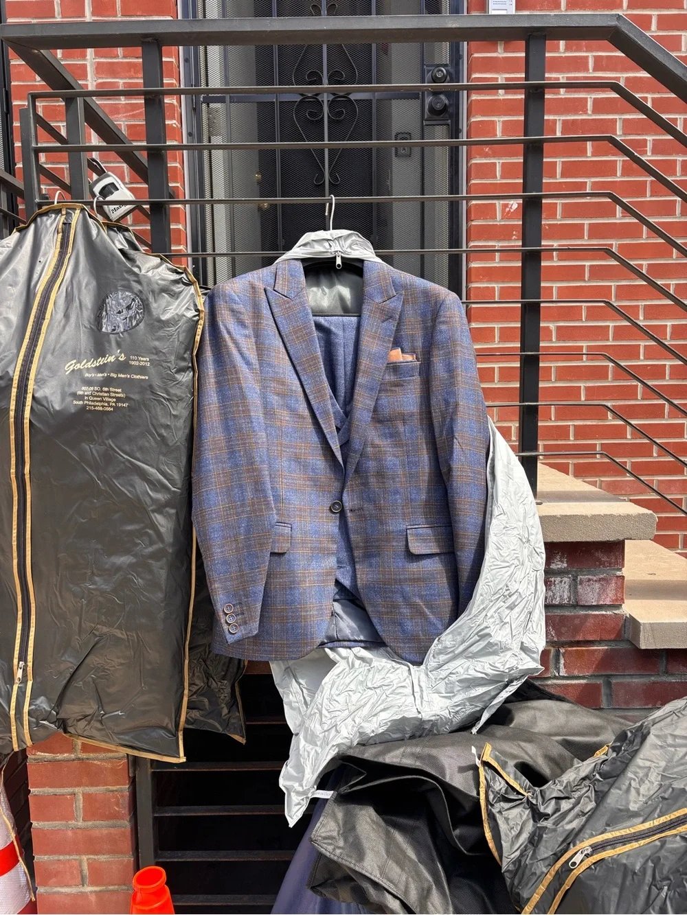 Men's Blue Plaid Blazer - Classic Two-Button Sport Coat